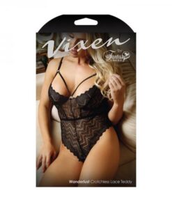 Vixen Wanderlust Crotchless Lace Teddy Black L/xl