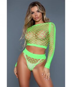 Play With Me Bodystocking Neon Green Os