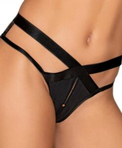 Dreamgirl Microfiber Open-crotch Strappy Panty Black Xl