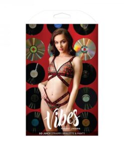 Vibes So Juicy Strappy Bralette & Panty S/m Black