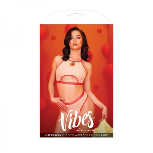 Vibes Just Peachy Cut-out Halter Top & Cheeky Panty M/l Peach