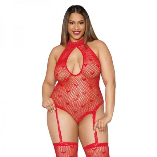 Dreamgirl Teddy Bodystocking Lipstick Red Osq