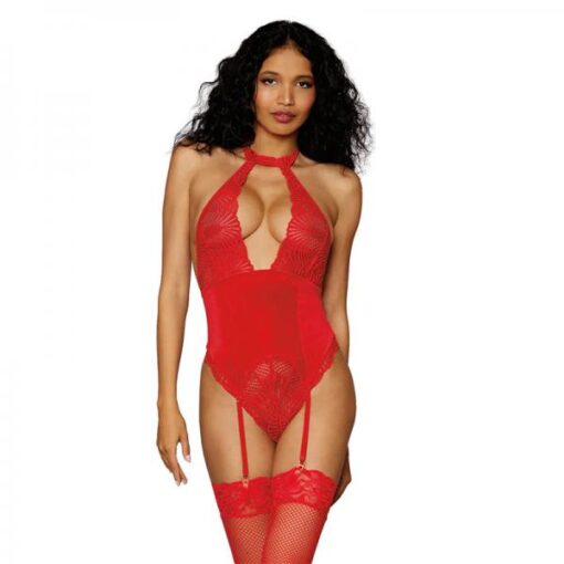 Dreamgirl Garter Teddy Lipstick Red Os