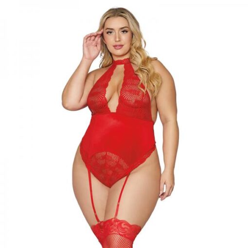 Dreamgirl Garter Teddy Lipstick Red Os Queen
