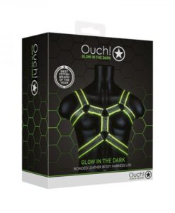 Ouch! Glow Body Harness - Glow In The Dark - Green - L/xl