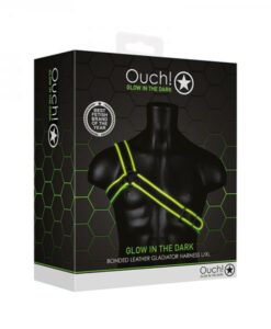 Ouch! Glow Gladiator Harness - Glow In The Dark - Green - L/xl