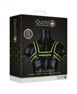 Ouch! Glow Chest Bulldog Harness - Glow In The Dark - Green - L/xl