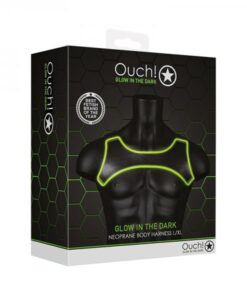 Ouch! Glow Neoprene Harness - Glow In The Dark - Green - L/xl