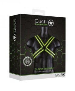 Ouch! Glow Cross Harness - Glow In The Dark - Green - L/xl