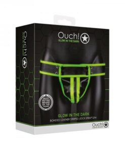 Ouch! Glow Striped Jock Strap - Glow In The Dark - Green - S/m