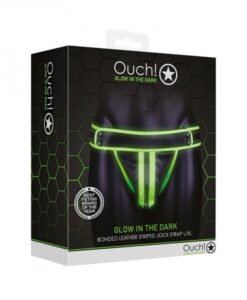 Ouch! Glow Striped Jock Strap - Glow In The Dark - Green - L/xl