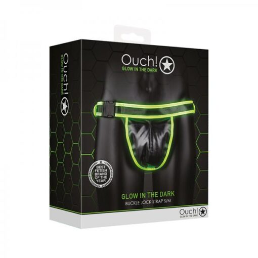 Ouch! Glow Buckle Jock Strap - Glow In The Dark - Green - S/m