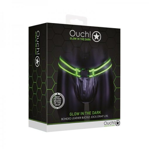 Ouch! Glow Buckle Jock Strap - Glow In The Dark - Green - L/xl