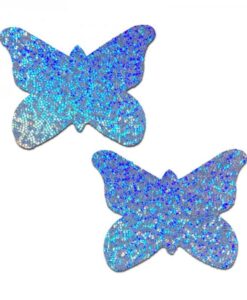 Pastease Butterfly: Baby Blue Glitter Butterflies Nipple Pasties