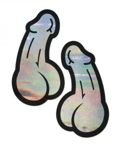 Pastease Penis: Holographic Silver Dick Nipple Pasties
