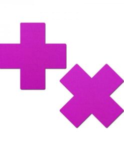 Pastease Plus X: Neon Purple Cross Nipple Pasties