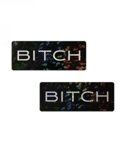 Pastease Shattered Glass Disco Ball Black "bitch" Bar Nipple Pasties