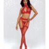 3pc Hosiery Bodystocking Set Rouge O/s