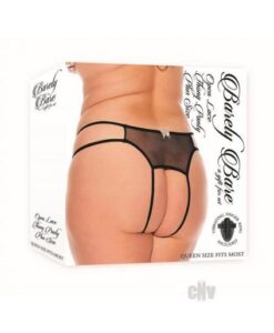Barely B Open Lace Thong Panty Ps Blk