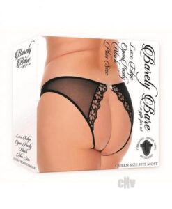 Barely B Lace Edge Open Panty Ps Blk