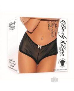 Barely B Split Lace Boy Shorts Blk
