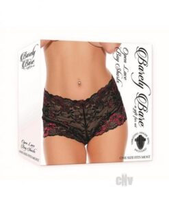 Open Lace Boy Shorts Blk
