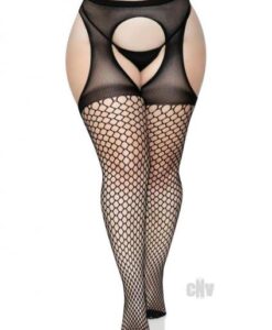 Oval Suspender Hose Opaque Top 1x/2x Wht