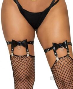 Vegan Leather Thigh Garter Heart Os Blk