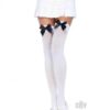 Nylon Over The Knee W/bow Os Wht/blk