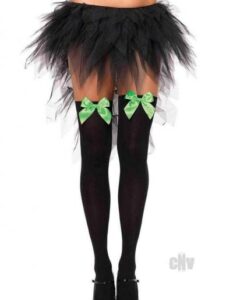 Nylon Over The Knee W/bow Os Blk/grn