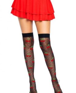 Spandex Dot Cherry Thigh Os Blk/red