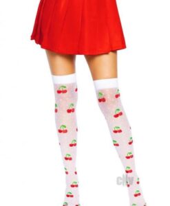 Spandex Dot Cherry Thigh Os Wht/red