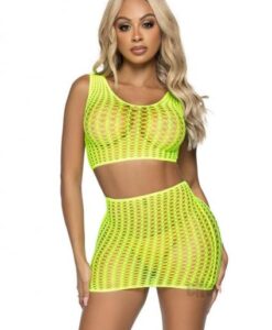 Crochet Tank Top/mini Skirt 2pc Os Yelw