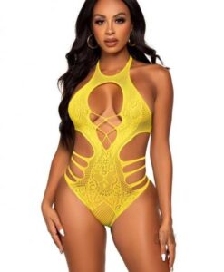 Seamless Lace Strappy Bodysuit Os Ylw