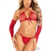 Mini Heart Top Gstring Gloves Os Red