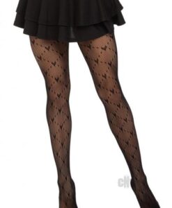 Love Struck Heart Net Tights Os Blk