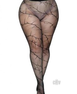 Cracked Fishnet Tights 1x-2x Black