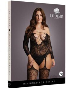 Criss Cross Suspender Bodystock Qn Blk