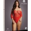 Crotchless Rhinestone Teddy Qn Red