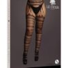 Suspender Striped Pantyhose Qn Blk