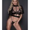 Adore Dreamer Sheer Mesh Strappy Top & Thong Black O/s