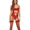 Bombshell Boudoir Strap Overlay Teddy Red Lg