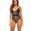 Bombshell Boudoir Lace & Mesh Peek A Boo Wire Teddy Black Sm