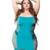 Beverly Hills Naughty Girl Center Band 2 Way Tube Mesh Dress Turquoise Qn