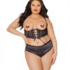 Black Label Lace Panels Harness & Panty Black Os/xl