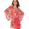 Holiday Embroidered Tulle Robe Red/nude O/s