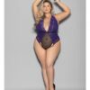 Euphoria Halter Lace & Mesh Teddy W/wrist Restraints Purple/black Qn