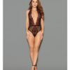 Euphoria Two Tone Lace Halter Crotch Closure Teddy Blk/red Os