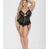 Flame Fetish Soulmate Lace Up Bustier & Wide Band Thong Black 1x/2x