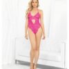 Neons Keyhole Front Teddy W/tanga Back Neon Pink Lg